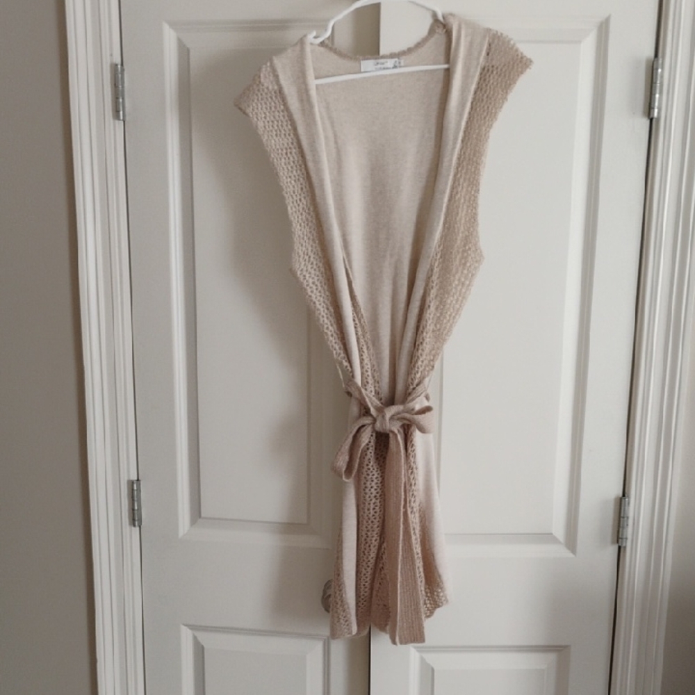 Beige Sleeveless Cardigan